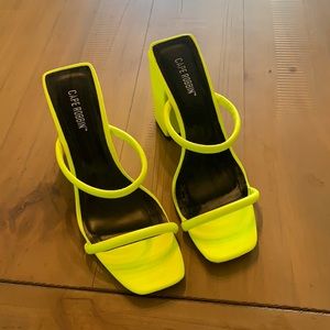 Lime green two strap heels
